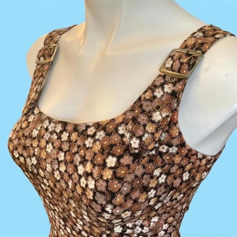 Vintage 90’s ditsy floral mini overall dress - Picture 4 of 4